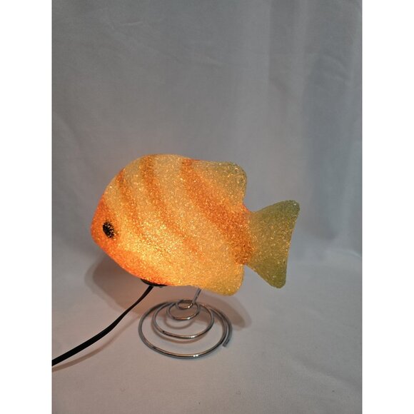Yellow and Orange Melted popcorn Fish Lamp- Y2K Retro Room Decor - Picture 7 of 13
